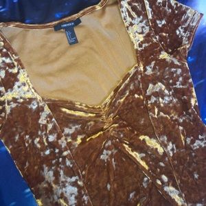 mustard/gold velvet crop top